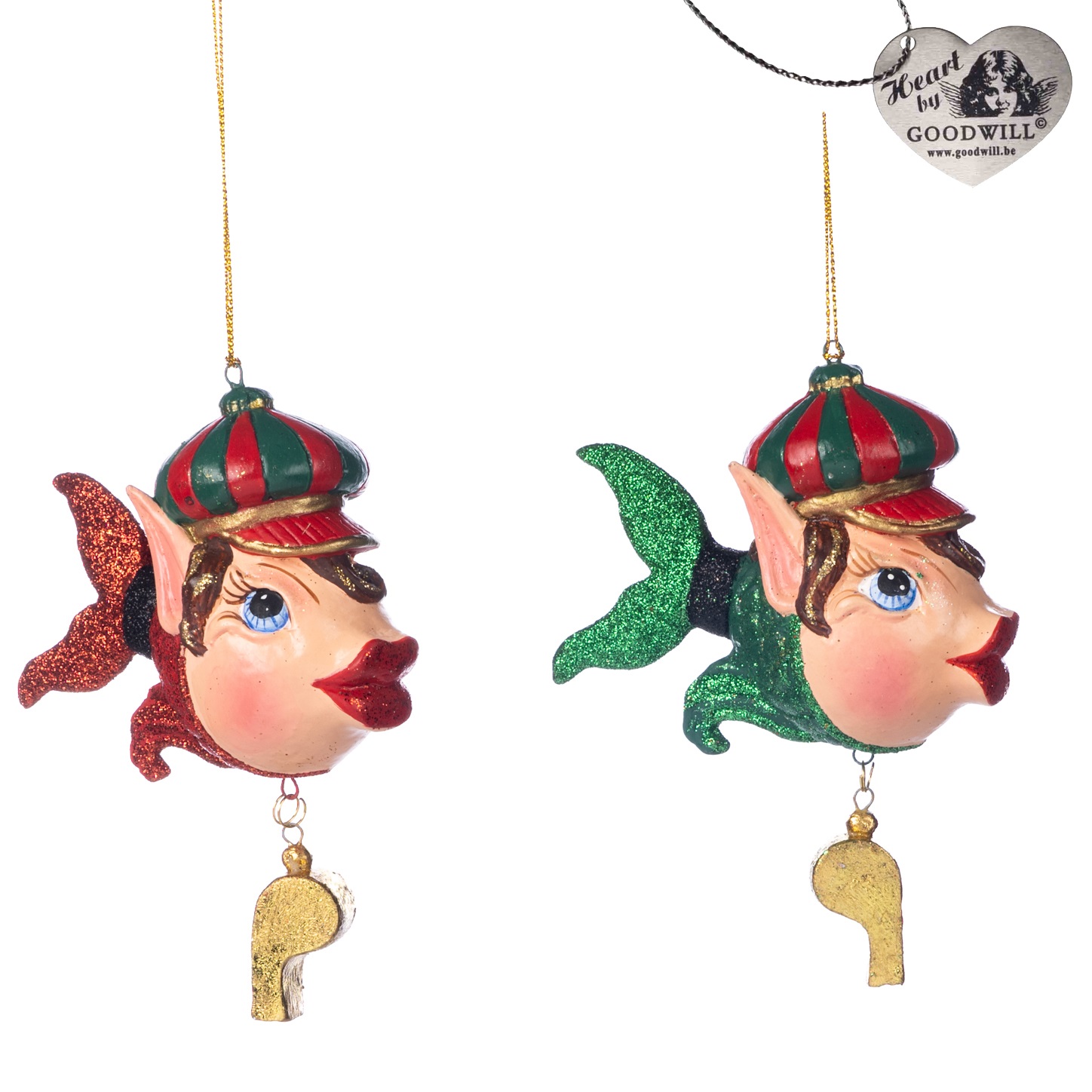 Decorazione natalizia pesciolini Elfo  - 2 colori disponibili - H. 12 cm - Goodwill